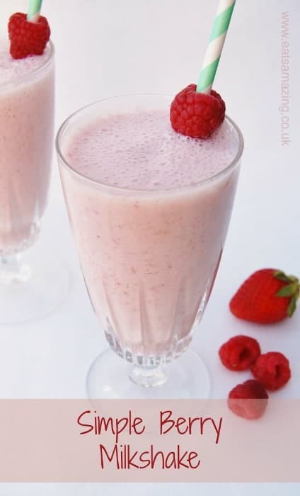 Simple and healthy Homemade Berry Milkshake recipe - no added sugar great for kids