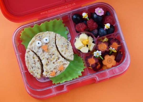 Easter Bento Lunch with cute Easter chick sandwich from Eats Amazing UK - Fun Food for Kids