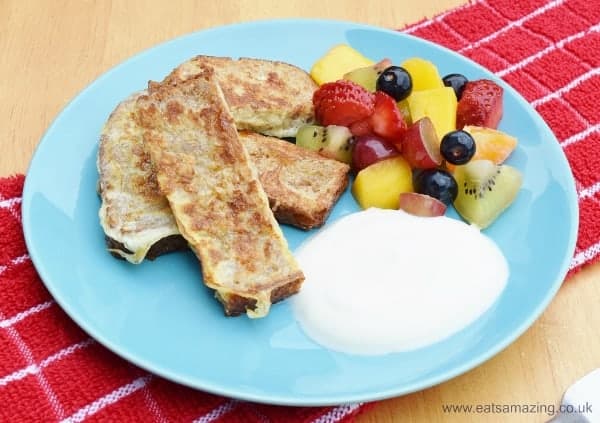 Simple Eggy Bread recipe for kids - serve with fresh fruit and yoghurt for a healthy family friendly breakfast