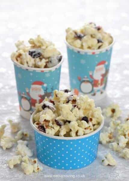 Cranberry White Chocolate Popcorn Recipe - Easy treat that is perfect for a festive movie night - Eats Amazing UK