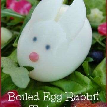 How to make a cute boiled egg rabbit using just a sharp knife and food marker pens - great healthy Easter food idea for kids from Eats Amazing UK