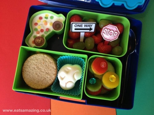 Eats Amazing - Car themed bento lunch with car shaped egg