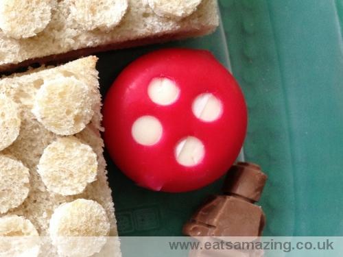 Eats Amazing - Lego Babybel Cheese - cut circles from the wax using a drinking straw