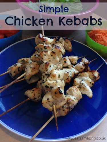 Simple Chicken Kebabs a 5 year old can make - with step by step instructions and downloadable recipe