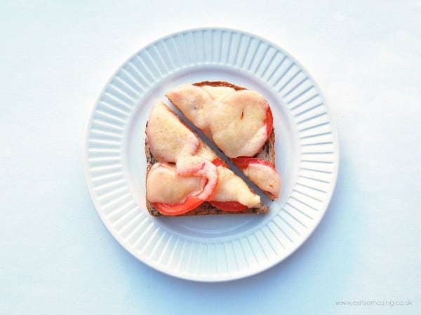 Eats Amazing - Ideas for healthy breakfasts that are all free from refined sugar - cheese on toast with sliced tomato