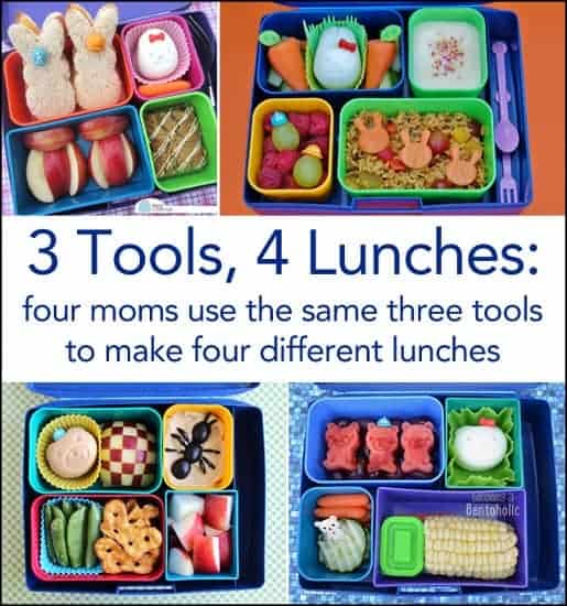 3 tools 4 bloggers - 4 different bento lunches all made using the same basic tools