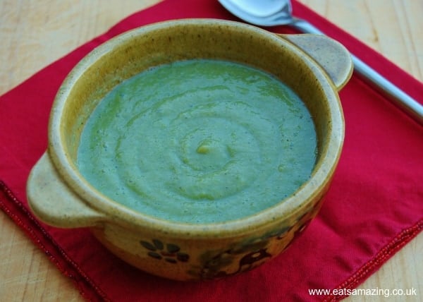 Eats Amazing UK - Simple Pea and Brocolli Soup - so easy that a child can make it - with free downloadable recipe sheet suitable for cooking with your kids