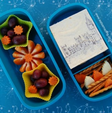 Fireworks Themed Healthy Kids Bento Box to celebrate Guy Fawkes Night with an Edible Houses of Parliment from Eats Amazing UK