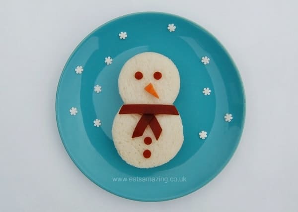 Christmas food for kids - simple Snowman sandwich idea from Eats Amazing UK