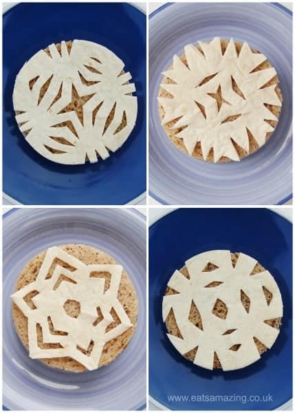 Eats Amazing UK Christmas Food - Make edible snowflakes from tortilla wrap and use them to top sandwiches - cute party food