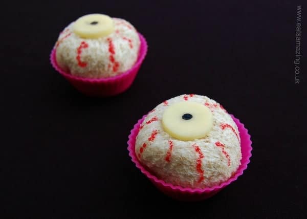 Spooky eyeball sandwich balls - healthy kids food idea for Halloween from Eats Amazing UK