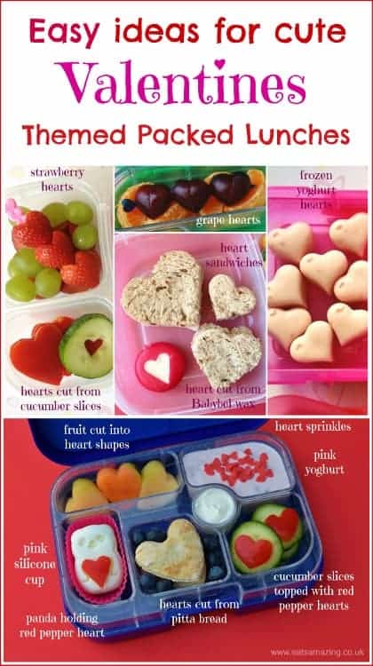 Healthy Heart Themed Food - loads of easy Valentines packed lunch ideas for kids from Eats Amazing UK