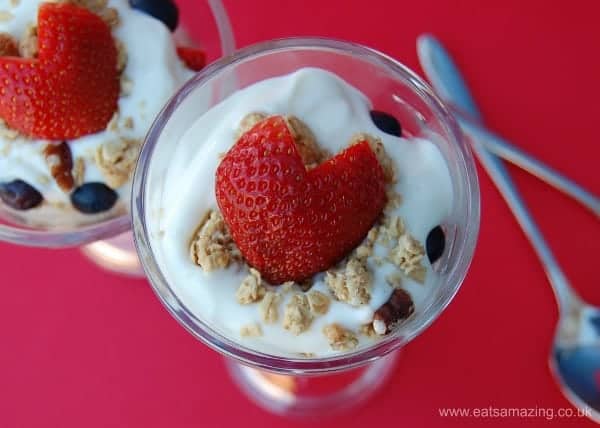 Healthy Kids Breakfast Idea for Valentines Day - DIY Breakfast Sundae Recipe from Eats Amazing UK
