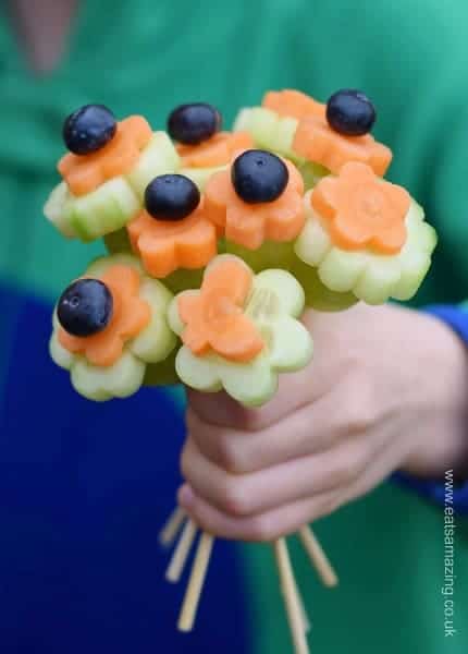 Easy Vegetable Flowers Bouquet - Healthy and fun kids snack idea from Eats Amazing UK