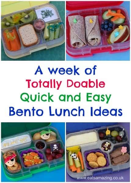 A week of easy bento lunch ideas for kids from Eats Amazing UK - balanced and healthy packed lunch ideas