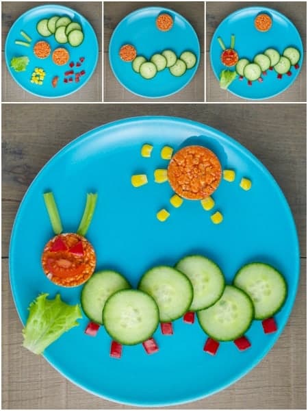Organix fun, healthy and easy Food Art Plates for toddlers - fun caterpillar plate with full instructions
