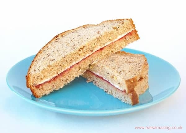 Quick and easy healthy breakfast ideas for kids from Eats Amazing UK - Cream cheese and jam sandwiches