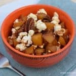 Apple potato pecans and popcorn recipe -this unusal combination makes a delicious and healthy dessert - cooked in the Tefal actifry plus actifry review