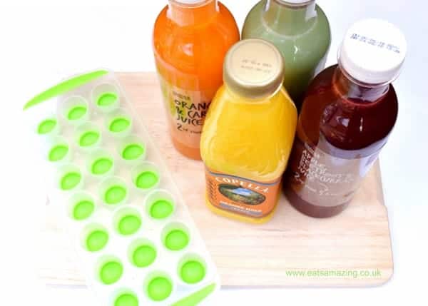How to make all natural - no food colourings - fruity rainbow ice cubes from Eats Amazing UK - Summer fun for kids