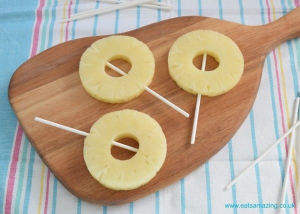 Pineapple Frozen Ice Pops - fun and healthy ice pop alternative for the kids this summer from Eats Amazing UK - with video tutorial