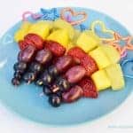 Rainbow Fruit Skewers - Easy recipe for kids with free printable recipe sheet - perfect for party food picnics and healthy snacks at home