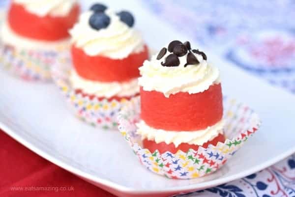 Cute and Easy Watermelon Cupcakes Recipe from Eats Amazing UK - perfect dessert for a summer party or BBQ - fun and healthy kids food idea
