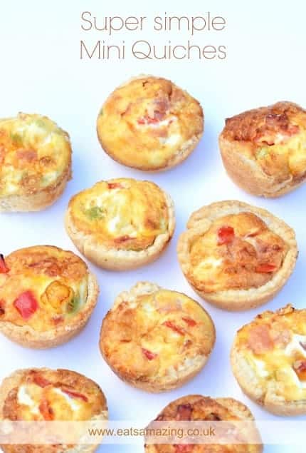 Easy recipe for kids - these super simple mini quiches are great for picnics lunch boxes and party food with free printable recipe sheet from Eats Amazing UK