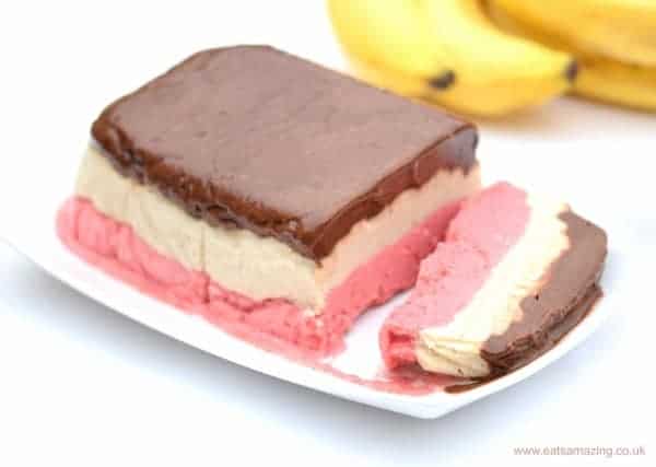 A yummy frozen ice cream cake recipe made from fruit! Naturally dairy free - free from refined sugar - vegan - fun summertime dessert idea from Eats Amazing UK