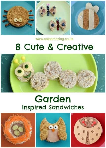 Cute and easy garden themed food - 8 simple garden sandwich ideas for kids - all made with circle cutters - great for fun bento lunches or cute snacks this summer