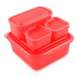 Red Goodbyn Portions On the Go BPA Free Plastic Lunch Box Set from the Eats Amazing UK Bento Shop - Great for kids and adults too!