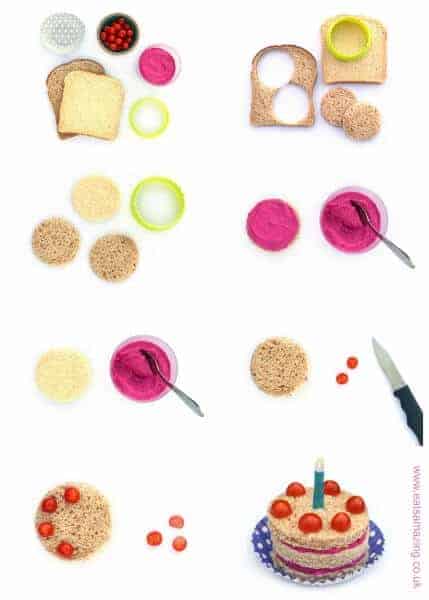 Step by step instructions to make a fun kids birthday sandwich for a birthday packed lunch - from Eats Amazing UK