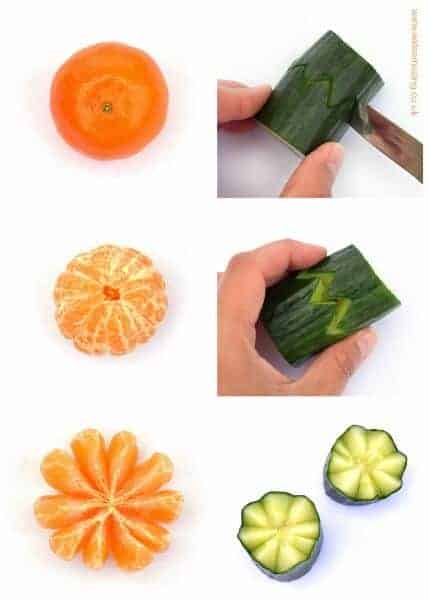 Step by step instructions to make decorative fruit and vegetables for a fun kids bento lunch from Eats Amazing UK