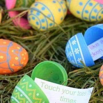 Fun Exercise Easter Egg Hunt for Kids - fill the eggs with mini challenges and let them burn off all that chocolate