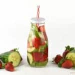 Strawberry Cucumber and Mint Infused Water for Kids - a fun way to convince kids to drink enough water and stay hydrated this summer - recipe from Eats Amazing
