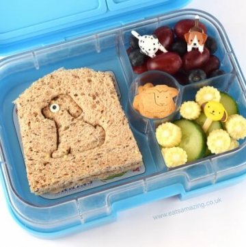 Easy dog themed packed lunch idea for kids from Eats Amazing UK - packed in the Yumbox Panino bento box