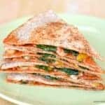 Easy vegetarian pizza quesadilla recipe - a quick and healthy lunch idea that is ready in just 5 minutes - Eats Amazing