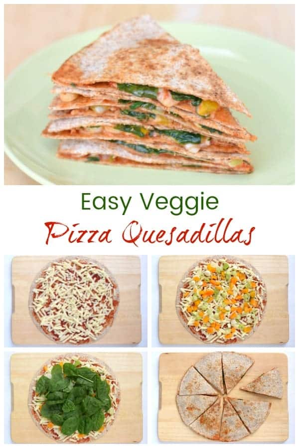 Super easy vegetarian pizza quesadilla recipe - a quick and healthy lunch idea that is ready in just 5 minutes! #quesadilla #tortilla #vegetarian #vegetarianrecipes #vegetarianfood #pizza #easyrecipe #lunchtime #lunchboxideas