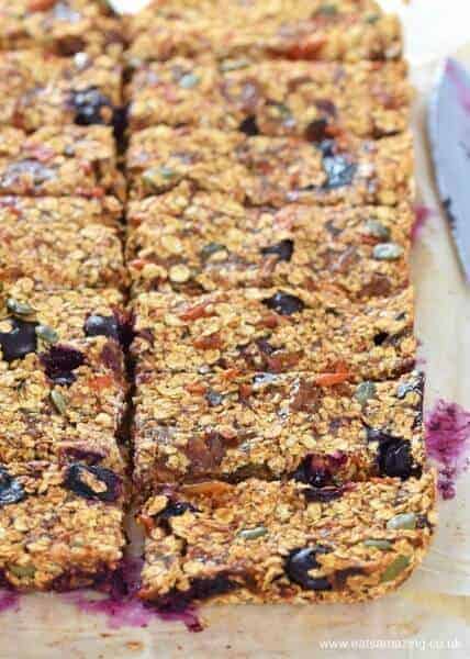 Super healthy granola bar recipe from Olympian Dame Mary Peters - sugar free dairy free and nut free - great healthy snack for the whole family