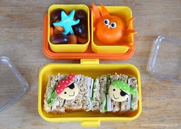 A week of fun pirate themed lunches for kids - healthy and easy packed lunch ideas from Eats Amazing UK - pirate bento in the Monbento bento box
