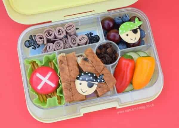 A week of fun pirate themed lunches for kids - healthy and easy packed lunch ideas from Eats Amazing UK - pirate bento in the Yumbox Classic