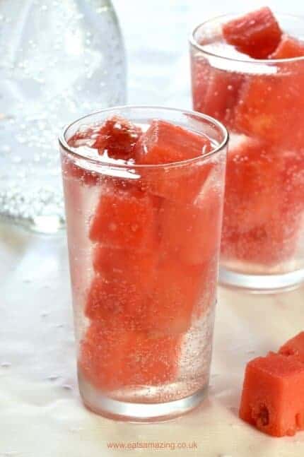 Watermelon Ice Cubes - a fun and healthy way to get the kids drinking water this summer - Eats Amazing UK