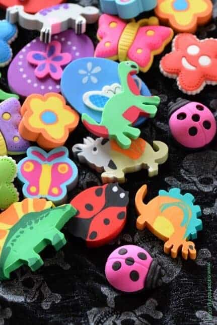 10 Alternative Trick or Treat Ideas for kids without all the sugar - fun rubbers make great gifts - Eats Amazing UK