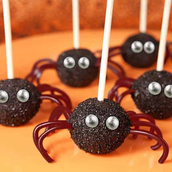 Awesome Spider Themed Party Food Ideas - Spider Cake Pops - Party Delights