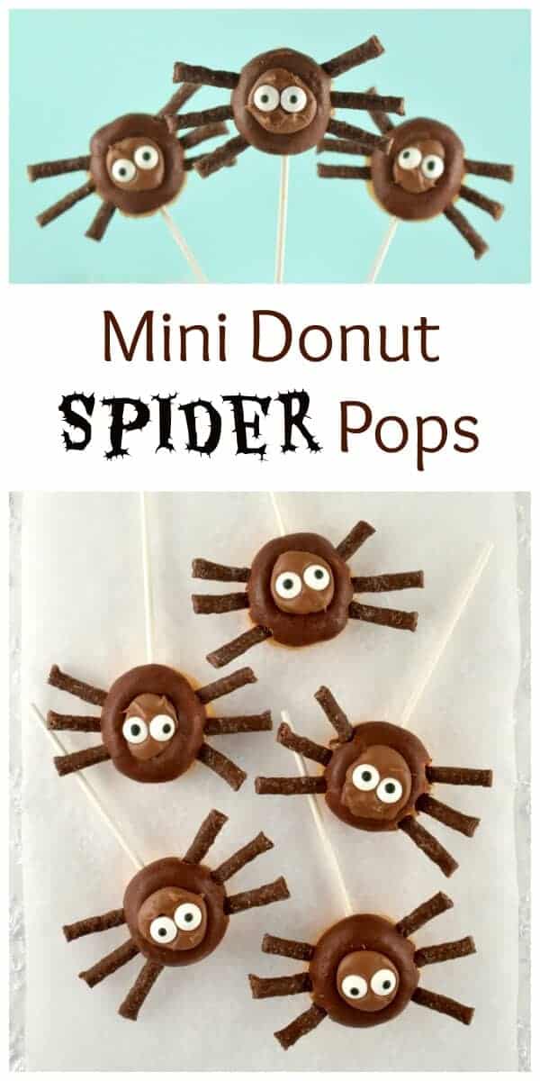 Easy Mini Donut Spider Pops - quick treat idea for Halloween - perfect for Halloween party food - Eats Amazing UK
