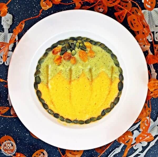 Pumpkin Smoothie Bowl - Fun and healthy Halloween drink for kids from Fab Food 4 All