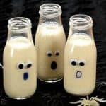 Really easy homemade banana milkshake recipe for kids with no refined sugar - perfect for a fun and healthy Halloween breakfast - Eats Amazing UK