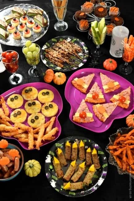Spooky Halloween feast with easy party food hacks - fun and creative party food ideas for kids from Eats Amazing UK