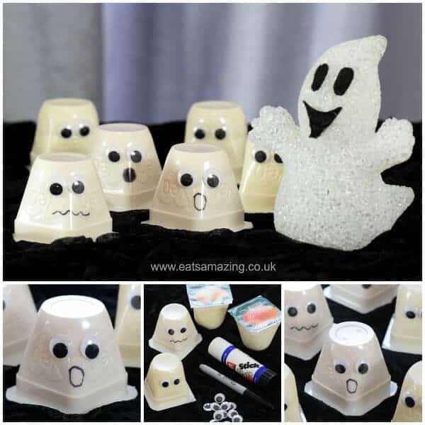 Super easy Halloween Fun Food Idea - Yogurt Ghosts - perfect for party food snacks and lunch boxes - Eats Amazing UK