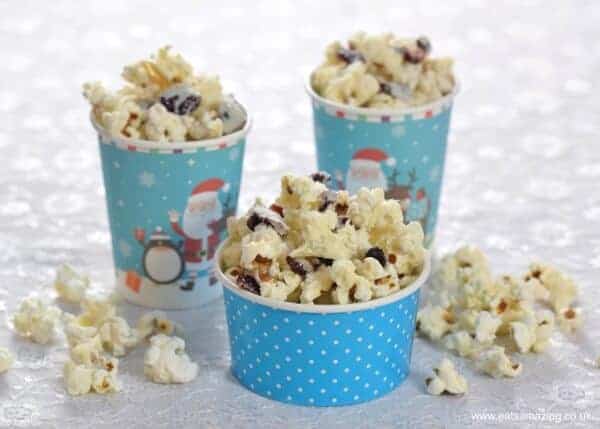How to make Cranberry White Chocolate Popcorn - Easy treat recipe that is perfect for a Christmas family movie night - Eats Amazing UK