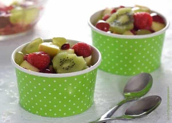 Simple green and red fruit salad recipe for Christmas - fun and healthy colour themed festive dessert or snack from Eats Amazing UK - great for parties